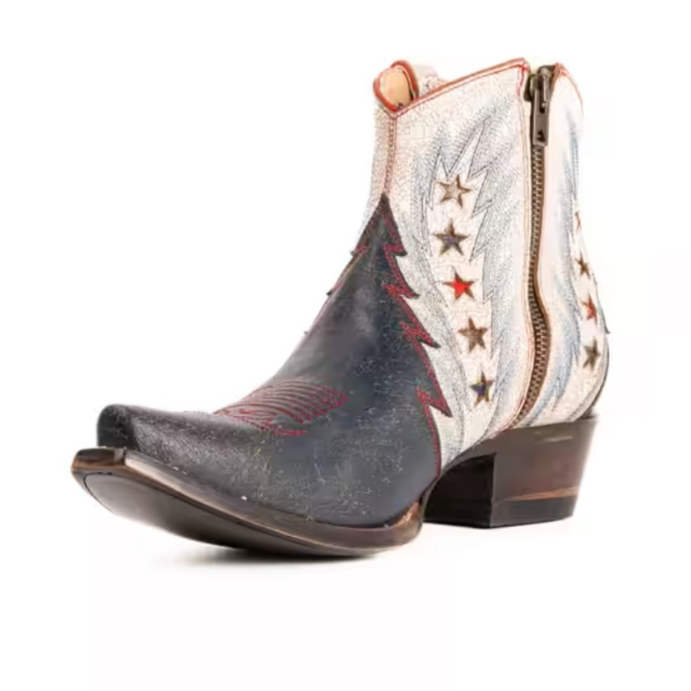 Old Gringo Legacy Blue Zipper Bootie Boot embroidered inlay stars RTL $395 8.5 - Picture 10 of 15